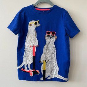 Mini Boden Animal Applique Blue T-Shirt Sz 6/7